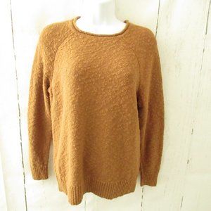 LL Bean Sweater M Medium Mustard Brown Pullover Long Sleeve